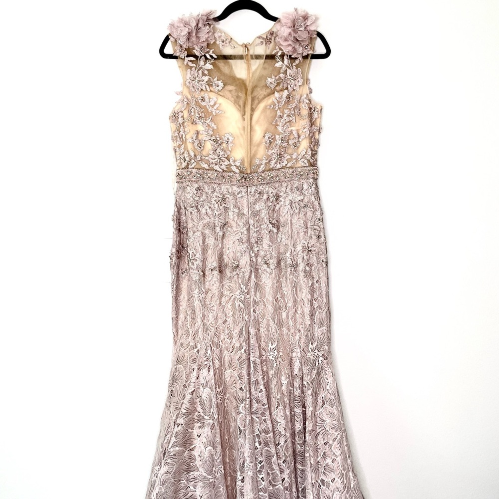 Embroidered Illusion Appliqued Bodice Trumpet Gown NWT - Picture 6 of 6